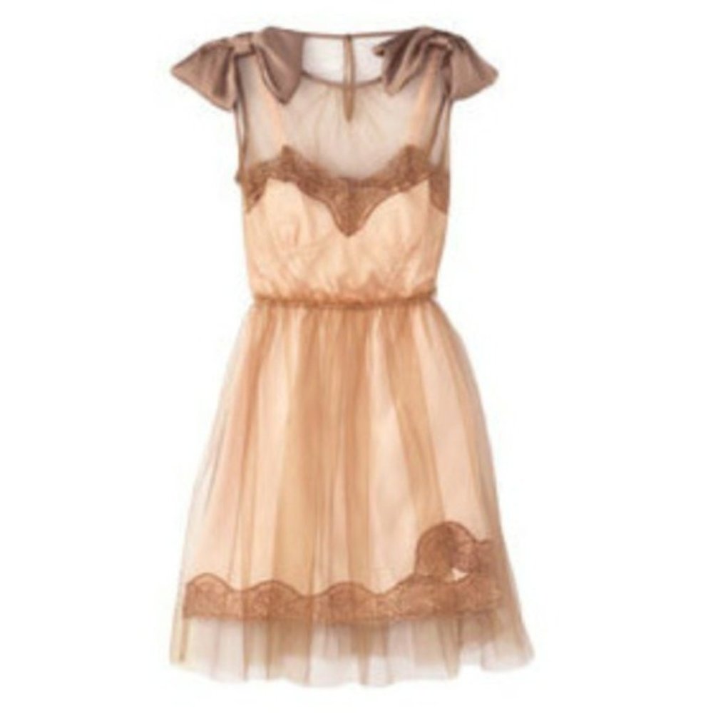 Rodarte x Target Pink Bow Beige Slip Dress L NWT